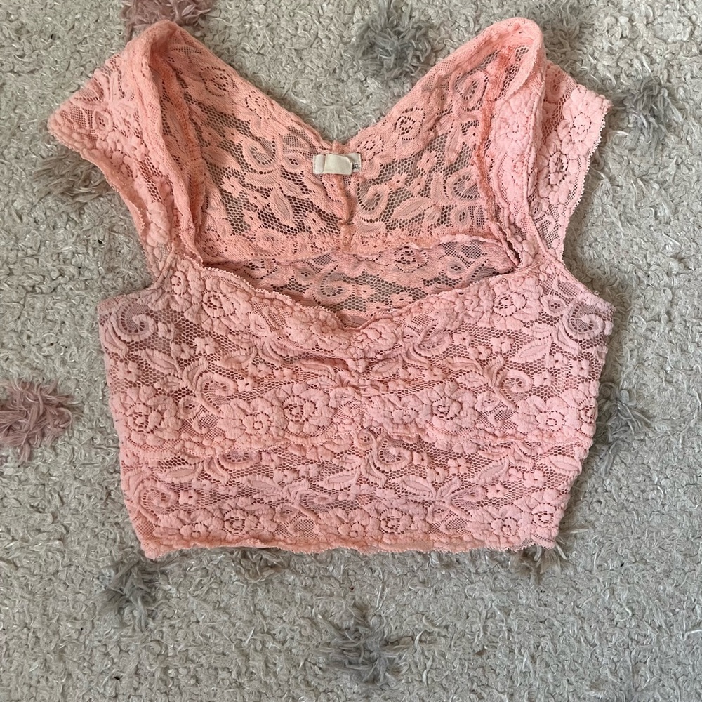 Garage Pink Lace Crop Top